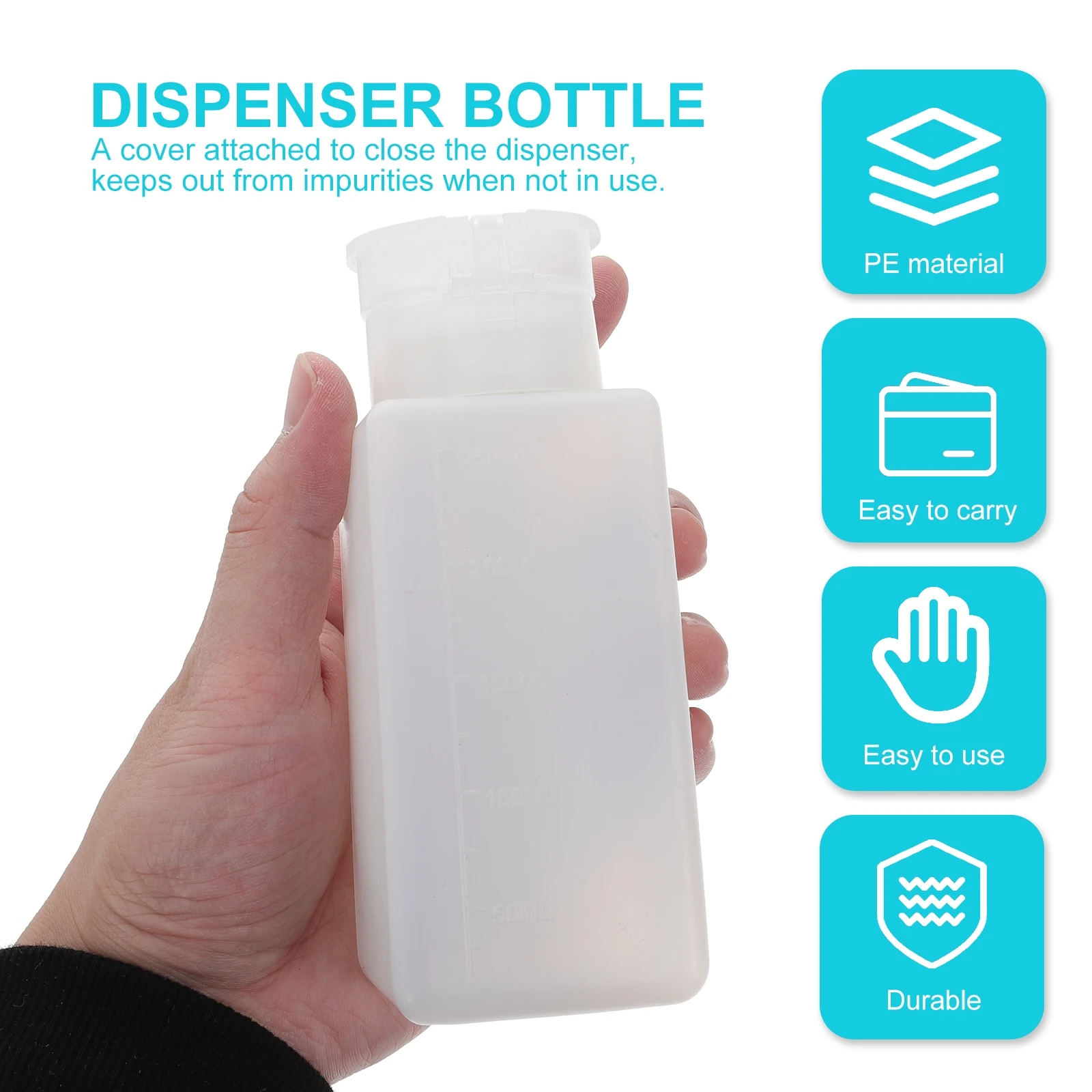 

2Pcs Alcohol Dispenser Press Bottle Portable Anti-Static Design Cover Laboratory Storage Liquid Empty Mini Bottles for Lotion