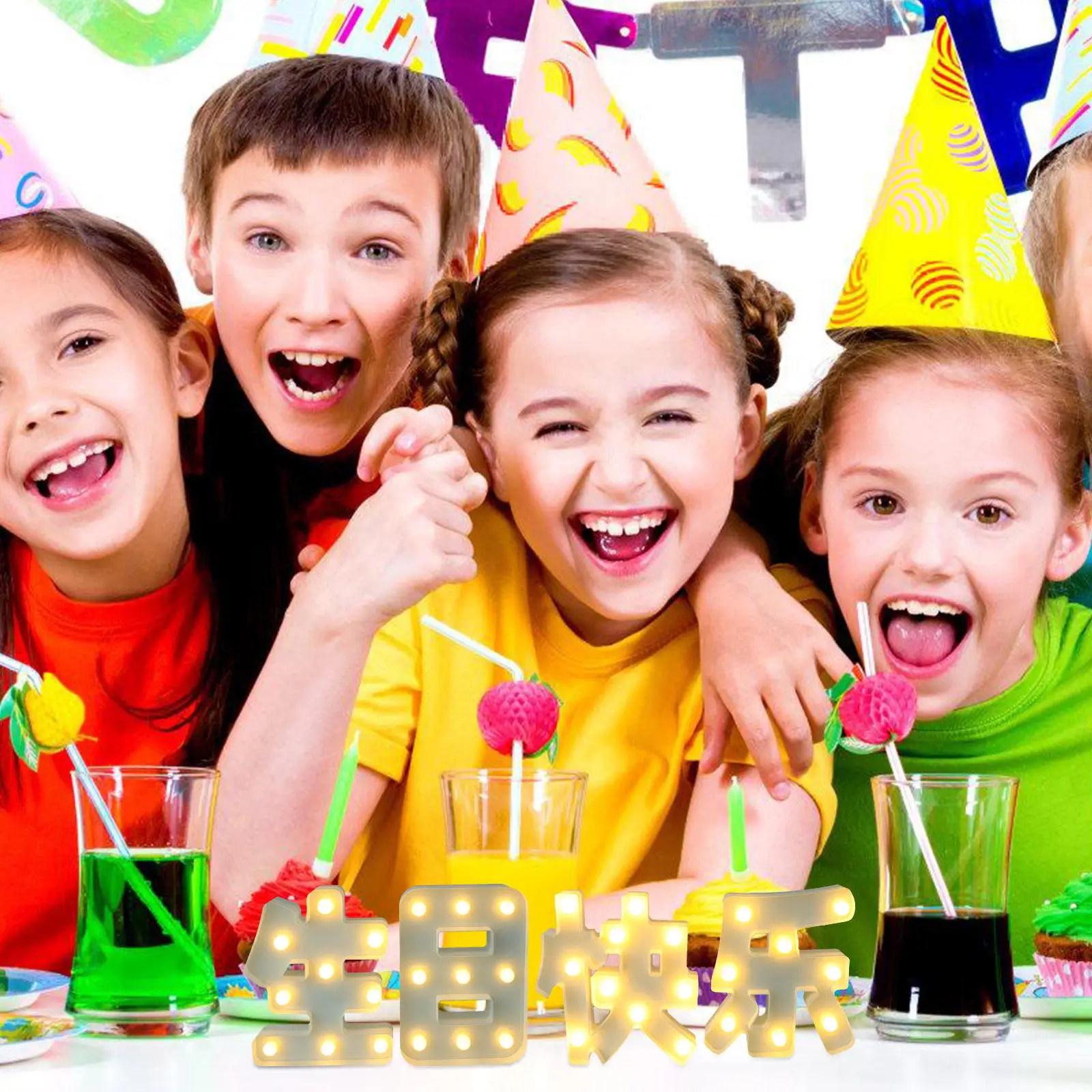 

1 комплект светодиодных светящихся китайских иероглифов для украшения дня рождения, декор для вечеринки, фотофона, домашней студии, освещения, украшения на день рождения, светодиодные светильники