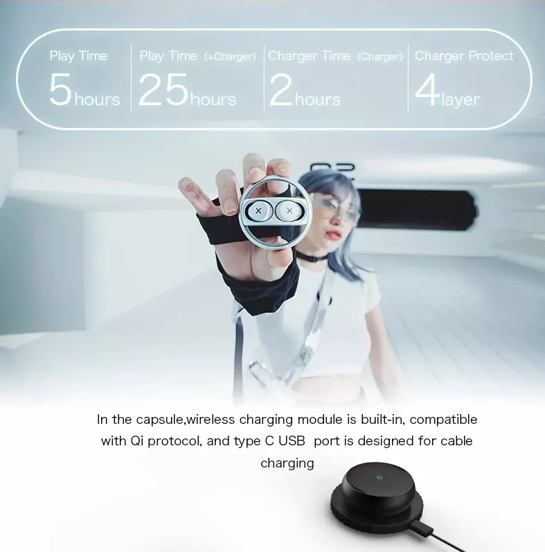 Songx sx06 tws kopfhörer drahtlose ohrhörer 25 stunden spielzeit 6mm hifi lautsprecher mikrofon 10m ipx5 wasserdichte bluetooth 5.0 s06 kopfhörer