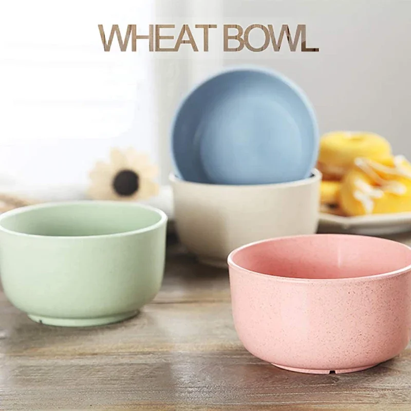 

4Pcs/set Wheat Straw Tableware Bowl Set Eco Friendly Salad Fruit Cereal Bowl Kitchen Eco friendly Tableware Food Grade New