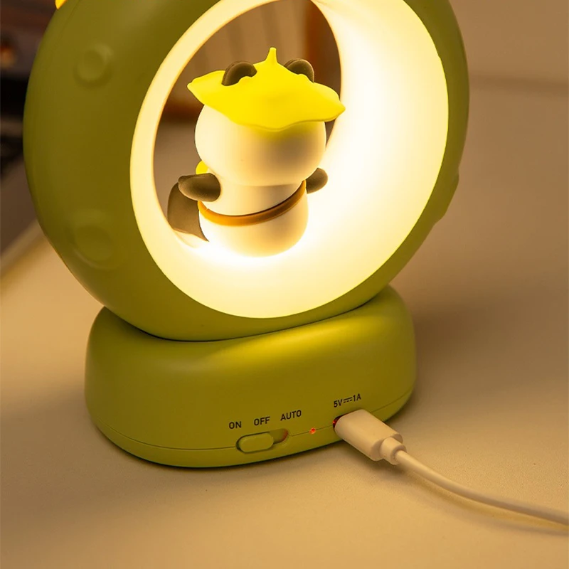 Imagem -06 - Panda Astronaut Led Night Light Luzes de Dormir de Cabeceira Carregamento Usb Silicone Lâmpada de Proteção Ocular Presente Infantil