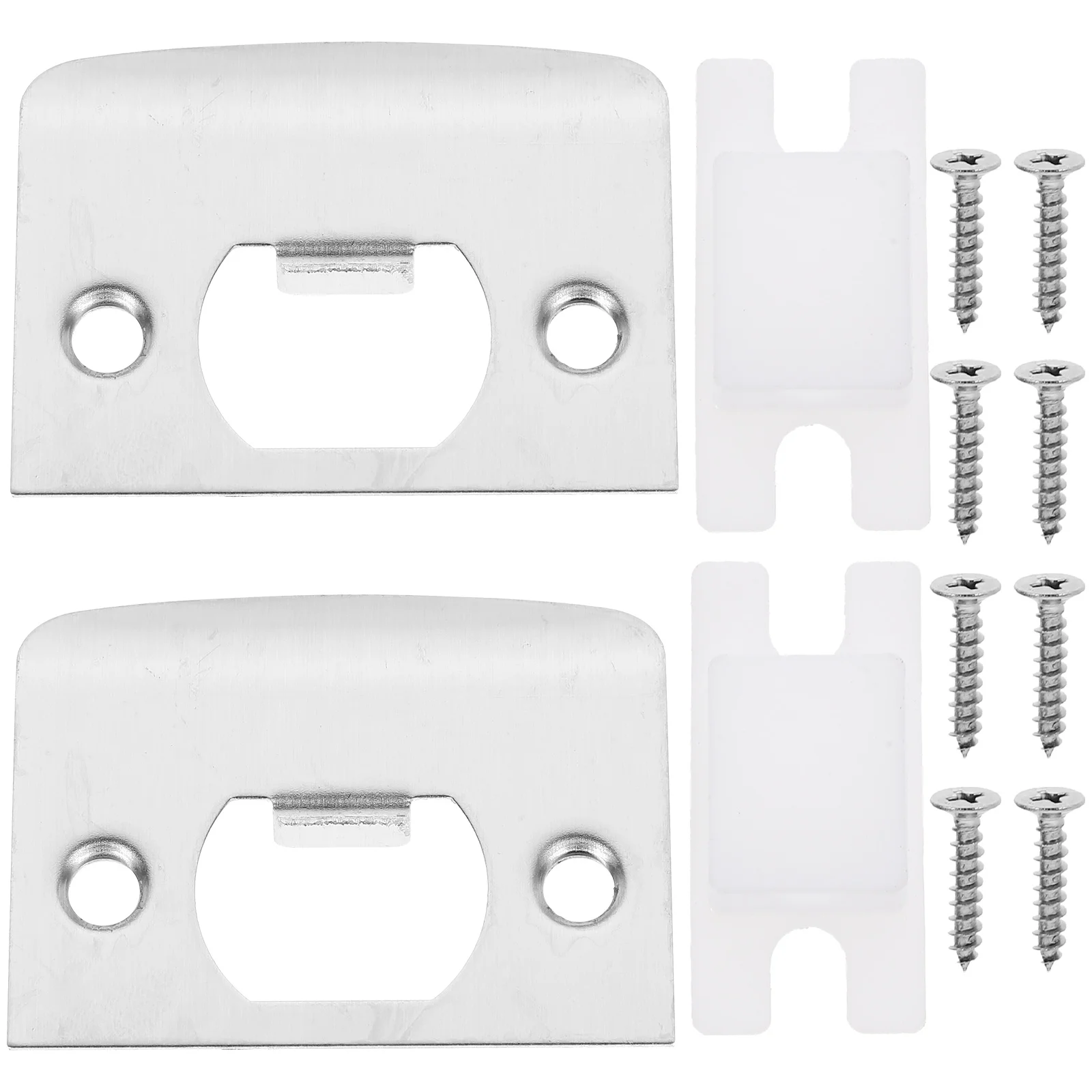 2 Sets Door Locks for Front Plate Covers Strike Filler Stainless Steel Room Striker Plates Repair Kit Reinforcement