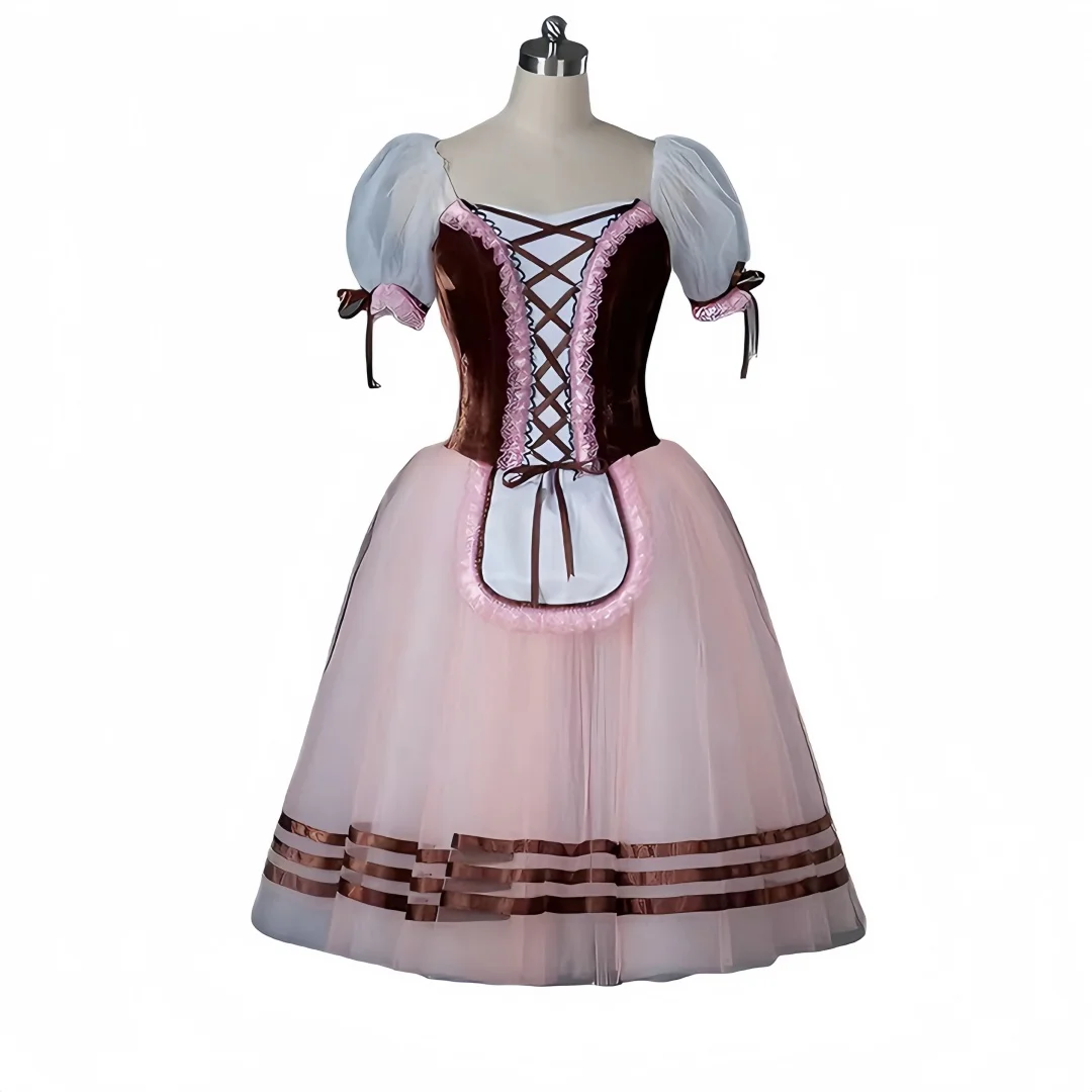 Giselle Ballet Dance Ballerina Tutu Dress For Girls Women Stage Performance Costume Long Ballet Dancing Dresses