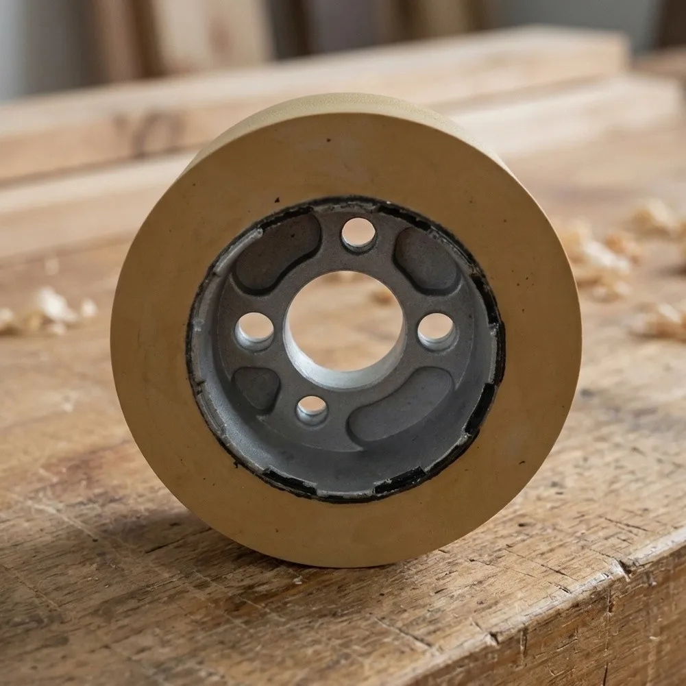 Rubber Encased Drive Roller for Wood Milling and Planing Machines Optimized for Vibration Reduction and Consistent Feed Rate