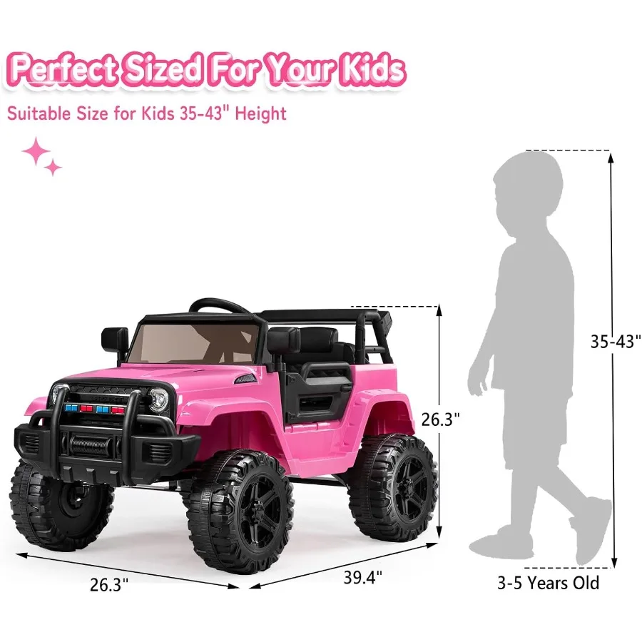 ركوب على شاحنة مع جهاز تحكم عن بعد 4 عجلات سيارة تعمل بالبطارية 12 فولت مع مصباح أمامي LED/زر قرن/مشغل MP3/منفذ USB/للأمام #6