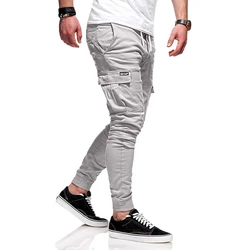 Pantalon Cargo Hip Hop en Coton pour Homme, Jogging Gris, Streetwear Décontracté, dehors, FJM, Entraînement, Fitness, Poches