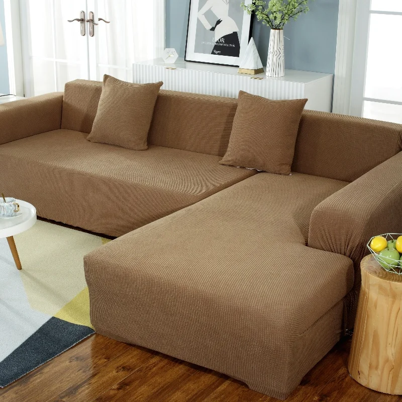 โซฟาแบบแบ่งส่วนคุณภาพสูงพร้อมผ้าคลุมแบบถอดได้รูปตัว l สีขาว 1-2-3 ที่นั่งผ้าคลุมโซฟายืดหยุ่นสําหรับโซฟา