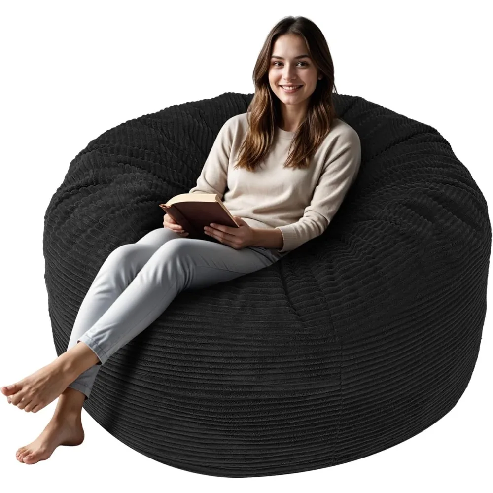 Adult-Sized 4-Foot Plush Microfiber Bean Bag Chair with Removable Cover and Memory Foam Cushioning
