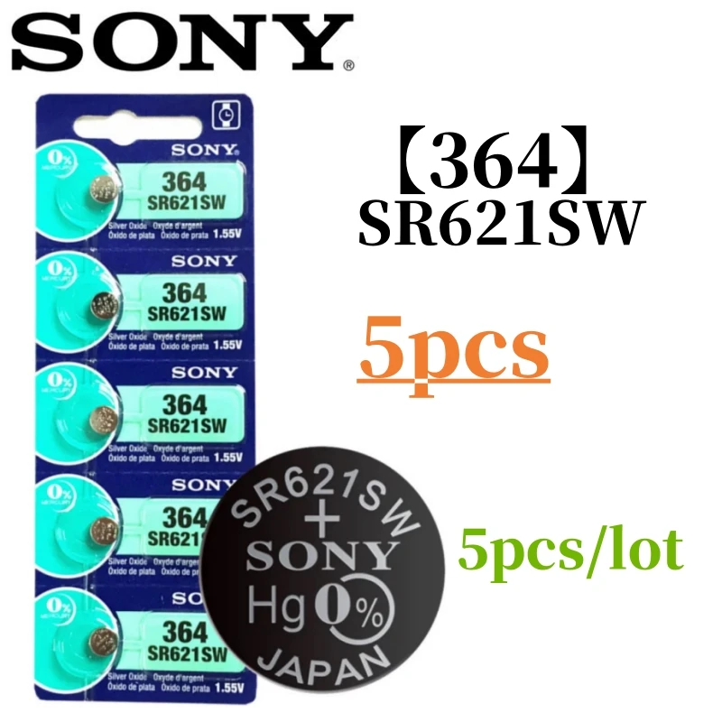 5 قطعة الأصلي لسوني 337 SR416SW 364 SR621SW 371 SR920SW 377 SR626SW 379 SR521SW 395 399 SR927SW Batteria