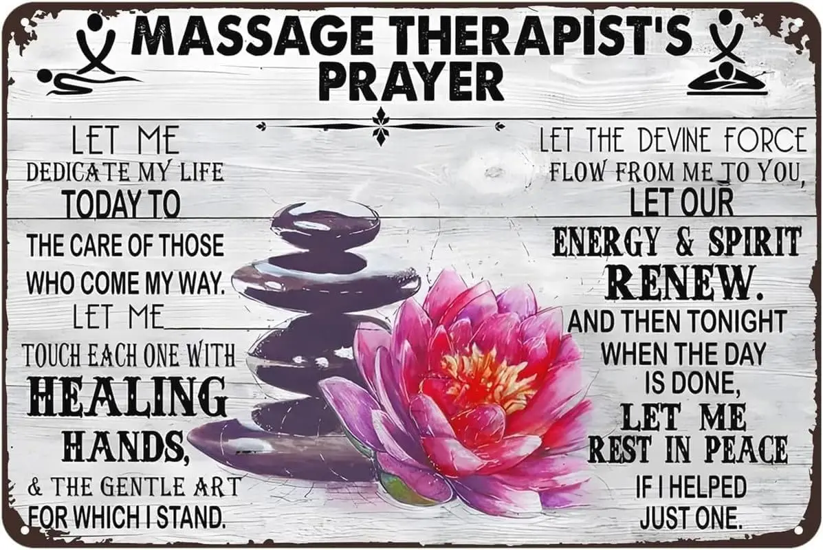 Metal Decorations For Wall Vintage Tin Sign Massage Therapist Prayer Art Sign Home Kitchen Bar Cafe Tin Sign Chic Art Wall Metal