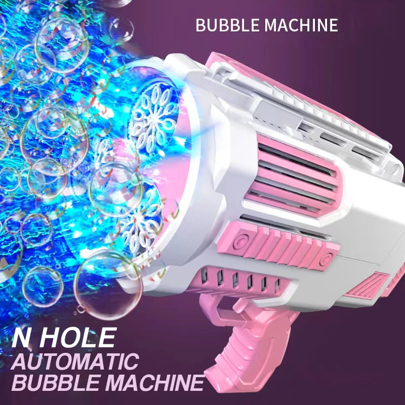 Bubble Gun Rocket สบู่เครื่องเป่าฟอง N-Hole ไฟฟ้า Launcher เด็กของขวัญวันยังคงผลิตฟอง light