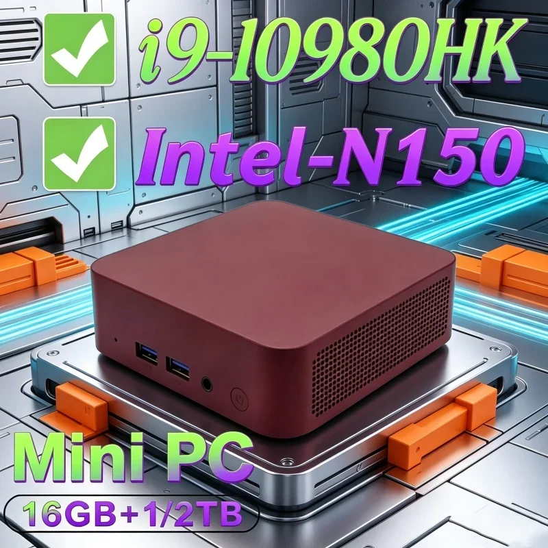 HOT Intel Core I9‑10980HK/N150 Mini PC Windows 11 Graphics Pocket Computer 16GB RAM 2TB SSD Desktop Gaming Quick Startup