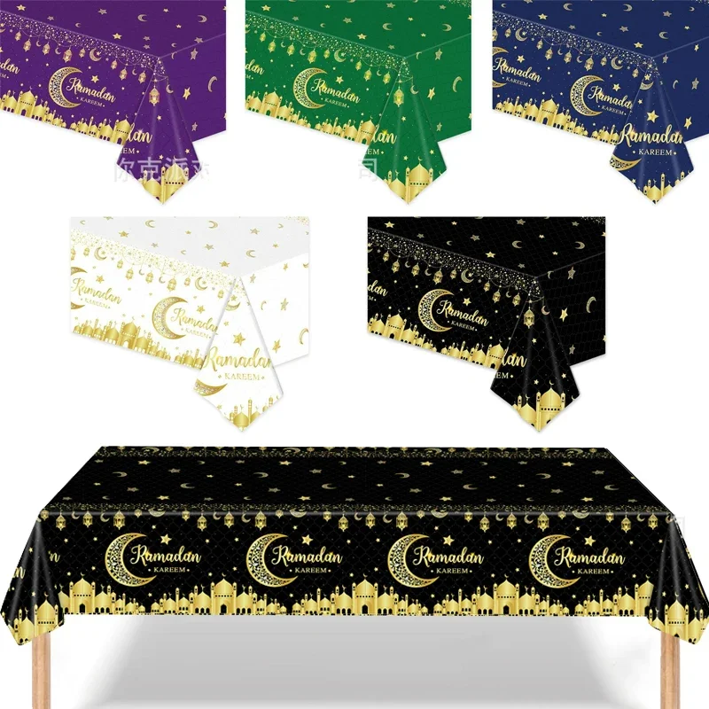 

New Eid Mubarak Tablecloth Ramadan Islamic Muslim Party Castle Moon Plastic Disposable Tablecloth Table Cover Home Decor