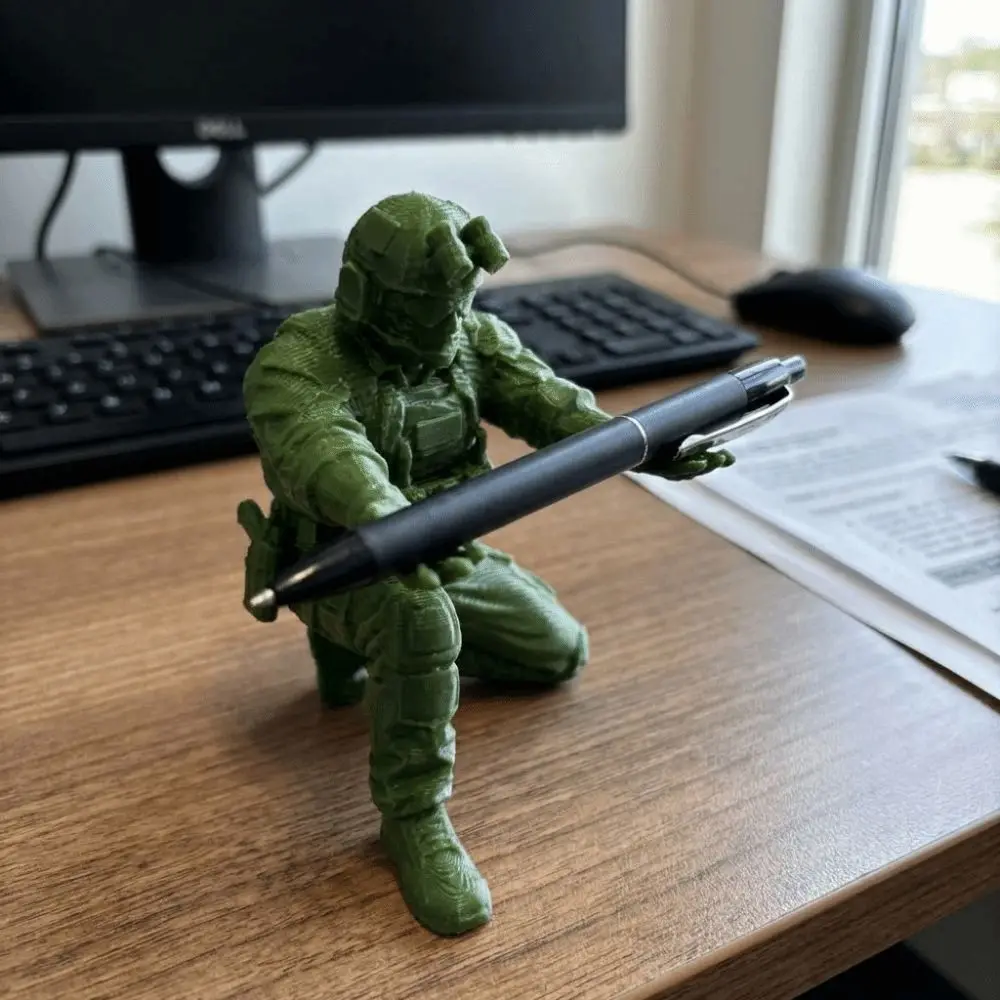 Unique Soldier Pen Holder Special Forces Figure Stationery 3D Printed Pen Stand Plastic Warrior Ornament Home Office