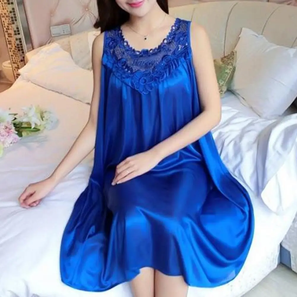 Practical Lady Nightwear Non Shrink Sling Sleepwear Breathable Female Nightgown Women Nightwear  Loose Hem