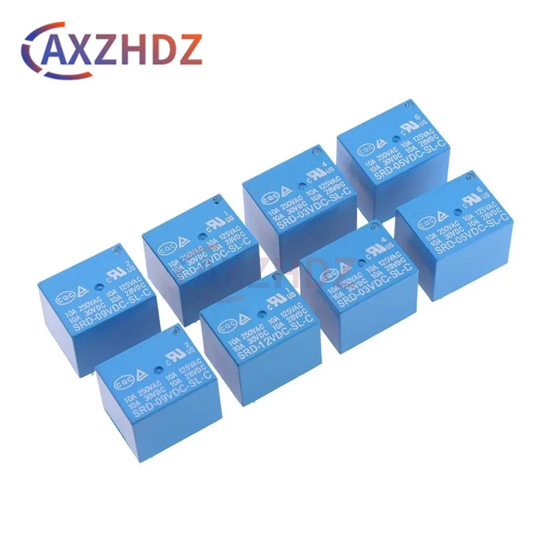 5Pcs Relays SRD-03VDC-SL-C SRD-05VDC-SL-C SRD-06VDC-SL-C SRD-09VDC-SL-C SRD-12VDC-SL-C 3V 5V 6V 9V 12V 24V 48V 10A 250VAC 4/5PIN