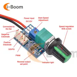 DC 12V Motor Speed Controller PWM Speed Adjustable Switch DC Fan Speed Control Module for RV Camper Vent Fan