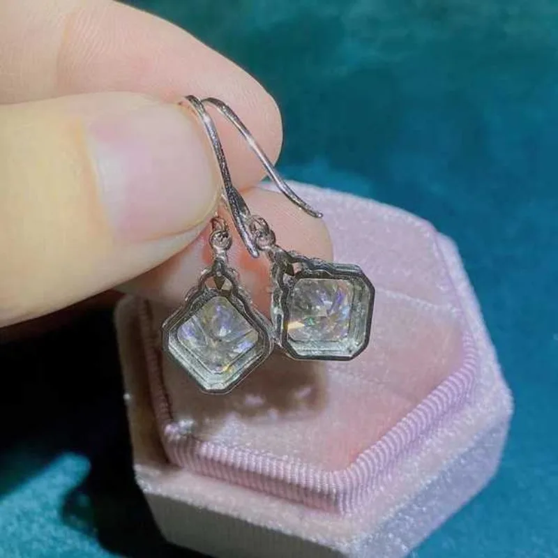 SACEGEMS GRA Certified D Color 6ct Moissanite 925Sterling Silver Plated with 18k White Gold Drop Earrings for Women Fine Jewelry