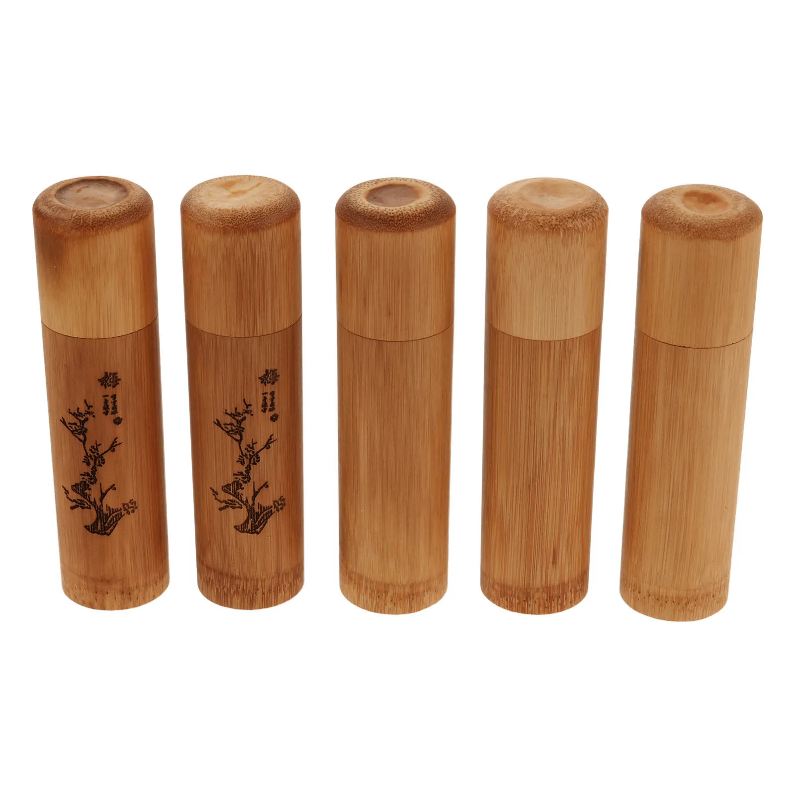 5pcs Bamboo Tea Storage Containers – Portable Airtight Cylinders for Loose Leaf Tea, Coffee & Sugar