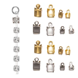 50Pcs Stainless Steel Gold Crimp Trim End Beads Connectors Clasp Tips Fastener DIY Necklace Rhinestone Chain Jewelry Making