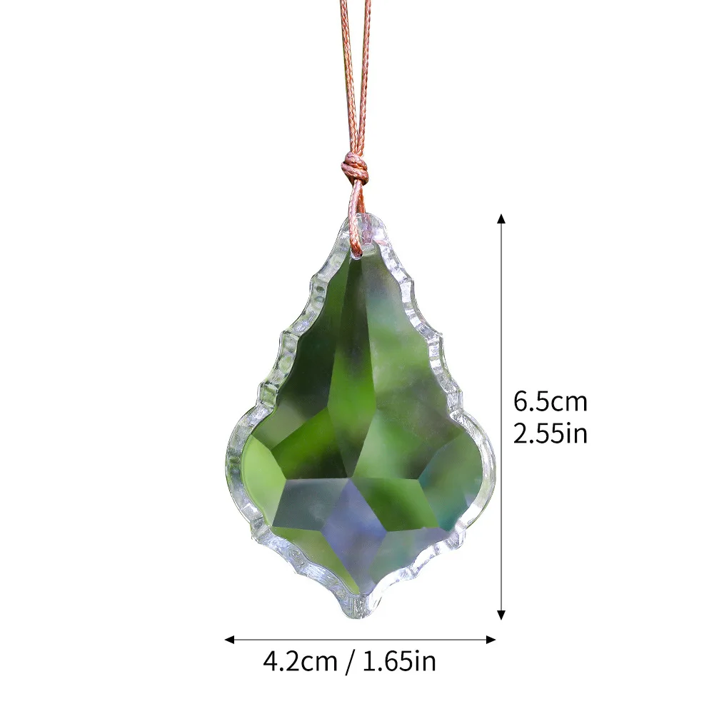 Camal 2 buah lampu gantung kristal Suncatcher, daun Maple segi 63mm, lampu gantung bening prisma ornamen gantung bagian lampu Fengshui