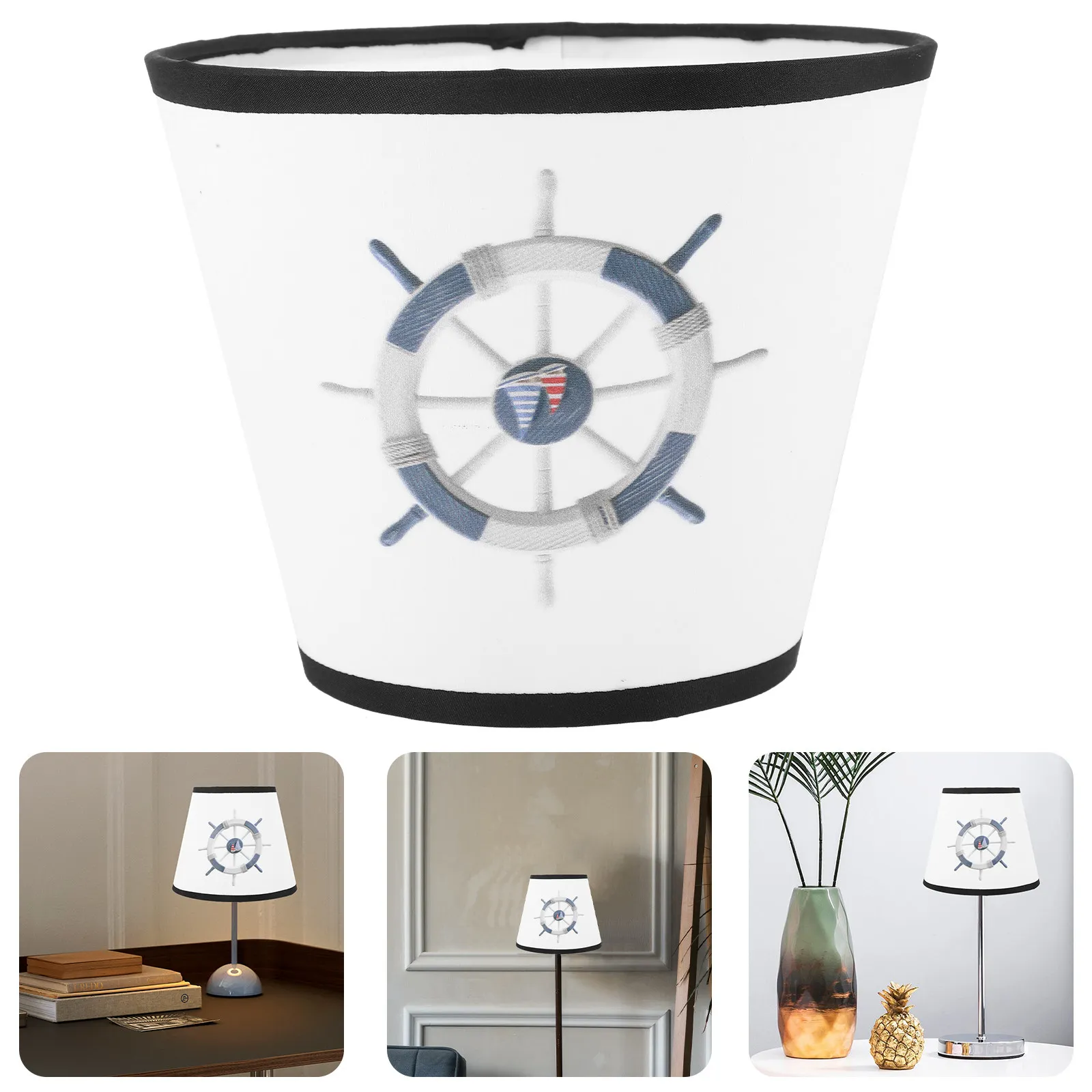 

Тканевый абажур с узором в виде руля, простой дизайн, для настольных, напольных, прикроватных ламп, сменный декоративный светильник