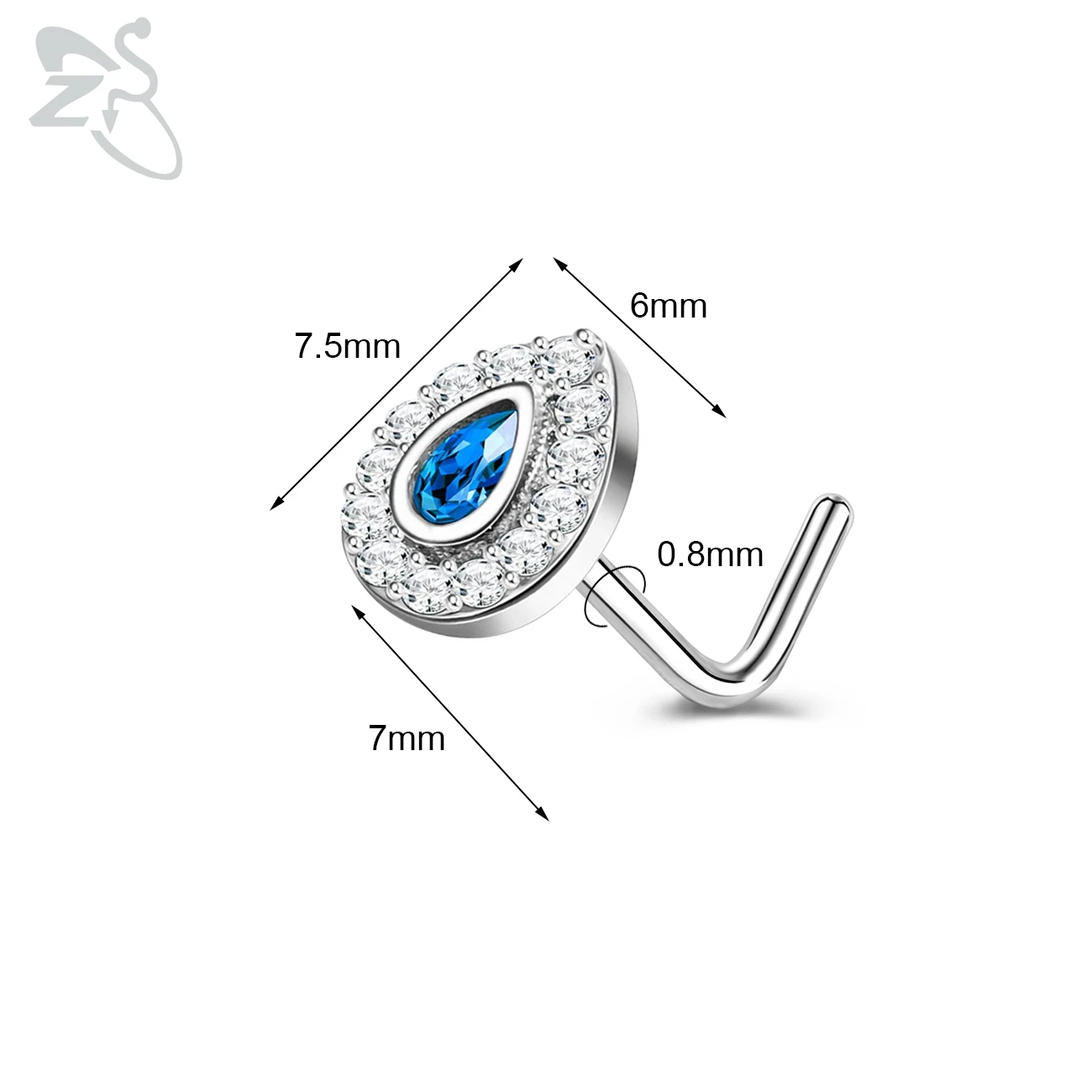 Cute CZ Crystal Nose Stud L-Shape