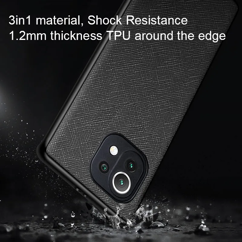 Luxury leather case for Xiaomi Mi 11 Lite Pro Ultra 5G ne funda with cross pattern