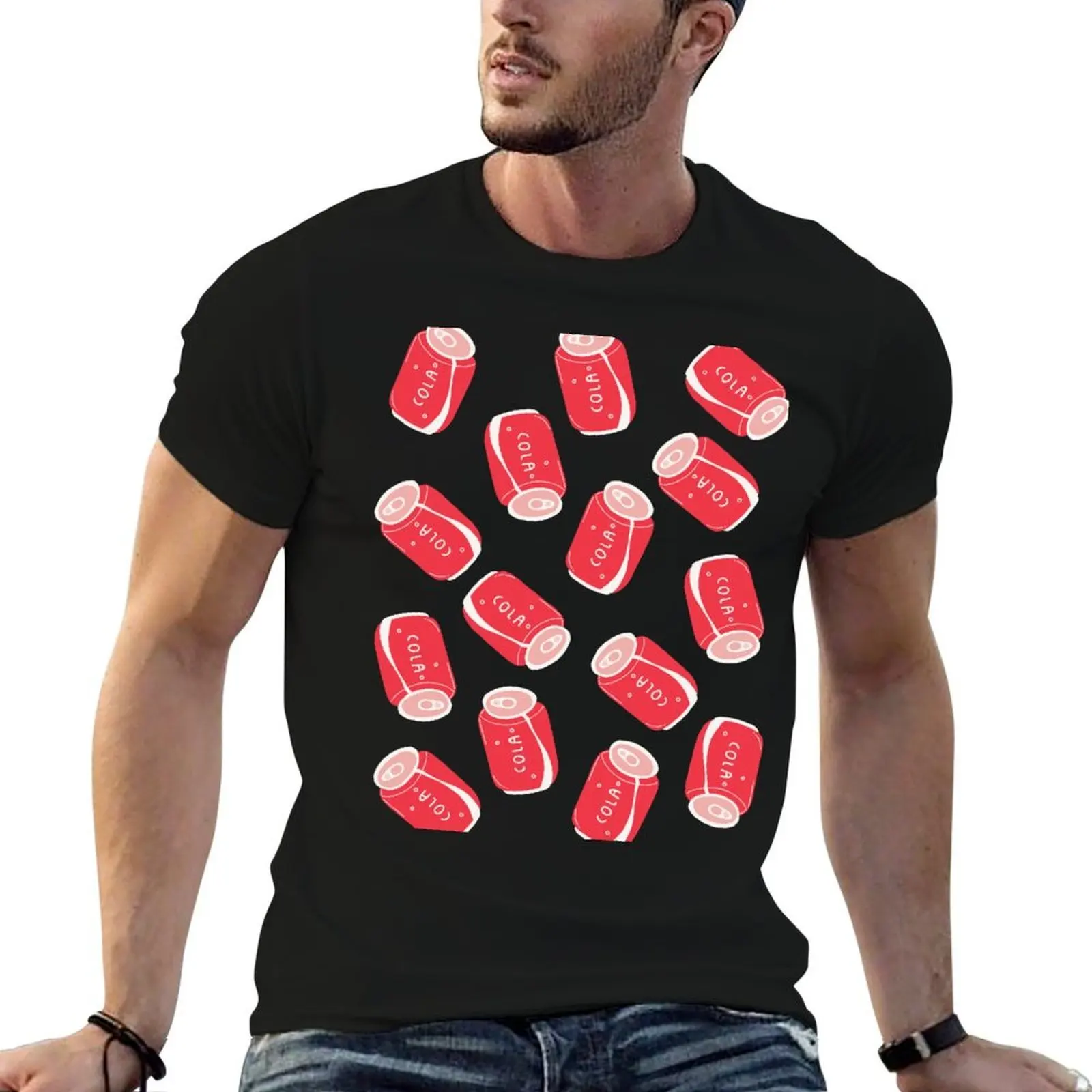 

Red Cola Pattern T-Shirt t shirts for man slim fit cotton t shirt pack T-Shirt