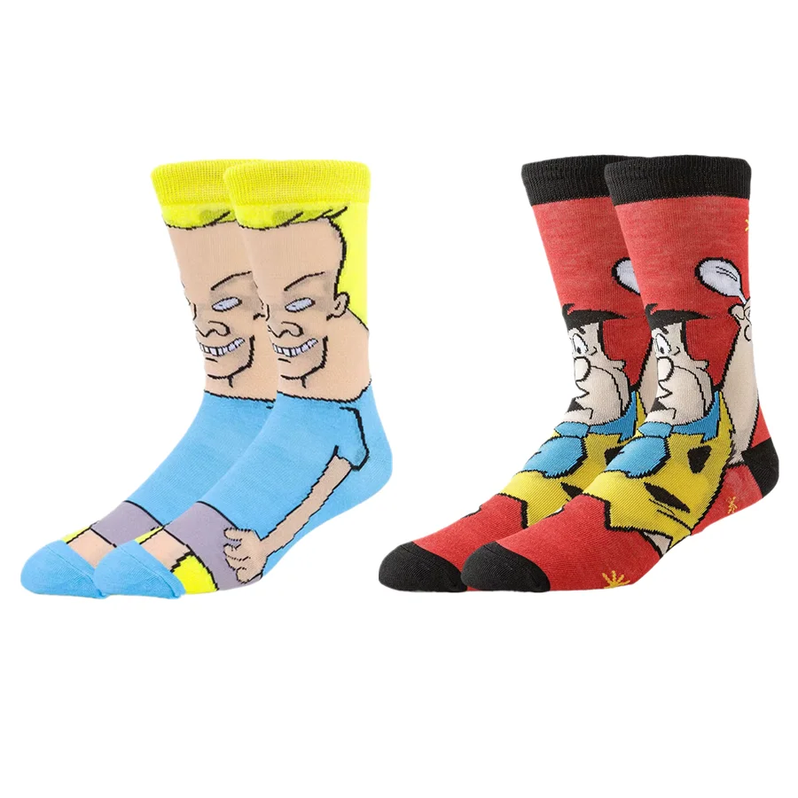 1/2 пары мужских и женских носков в стиле хип-хоп, уличной моды с героями мультфильмов аниме, светящиеся в темноте, новинка, забавные повседневные носки для экипажа