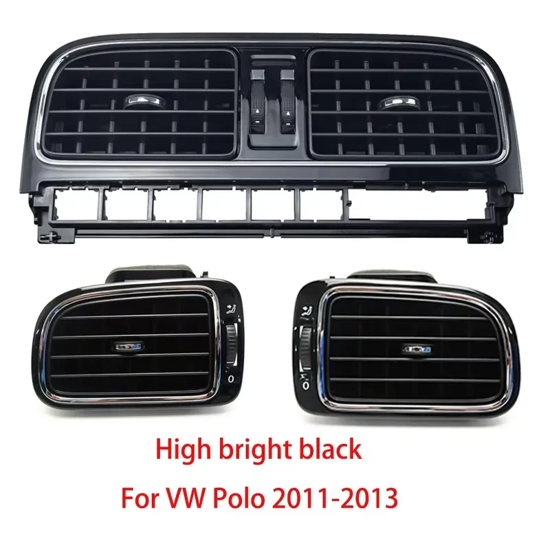 Glossy Black Center Console Dashboard Trim for VW Polo 2011-2013 AC Air Outlet Vent Cover Chrome Decor 6RD819728 6RD819703
