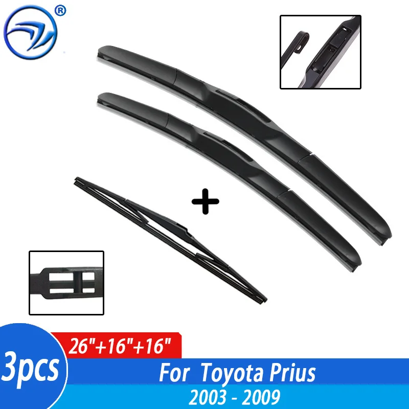 Wiper Front & Rear Wiper Blades Set Kit For Toyota Prius 2003 04 05 06 07 08 2009 Windshield Windscreen Rear Window 26