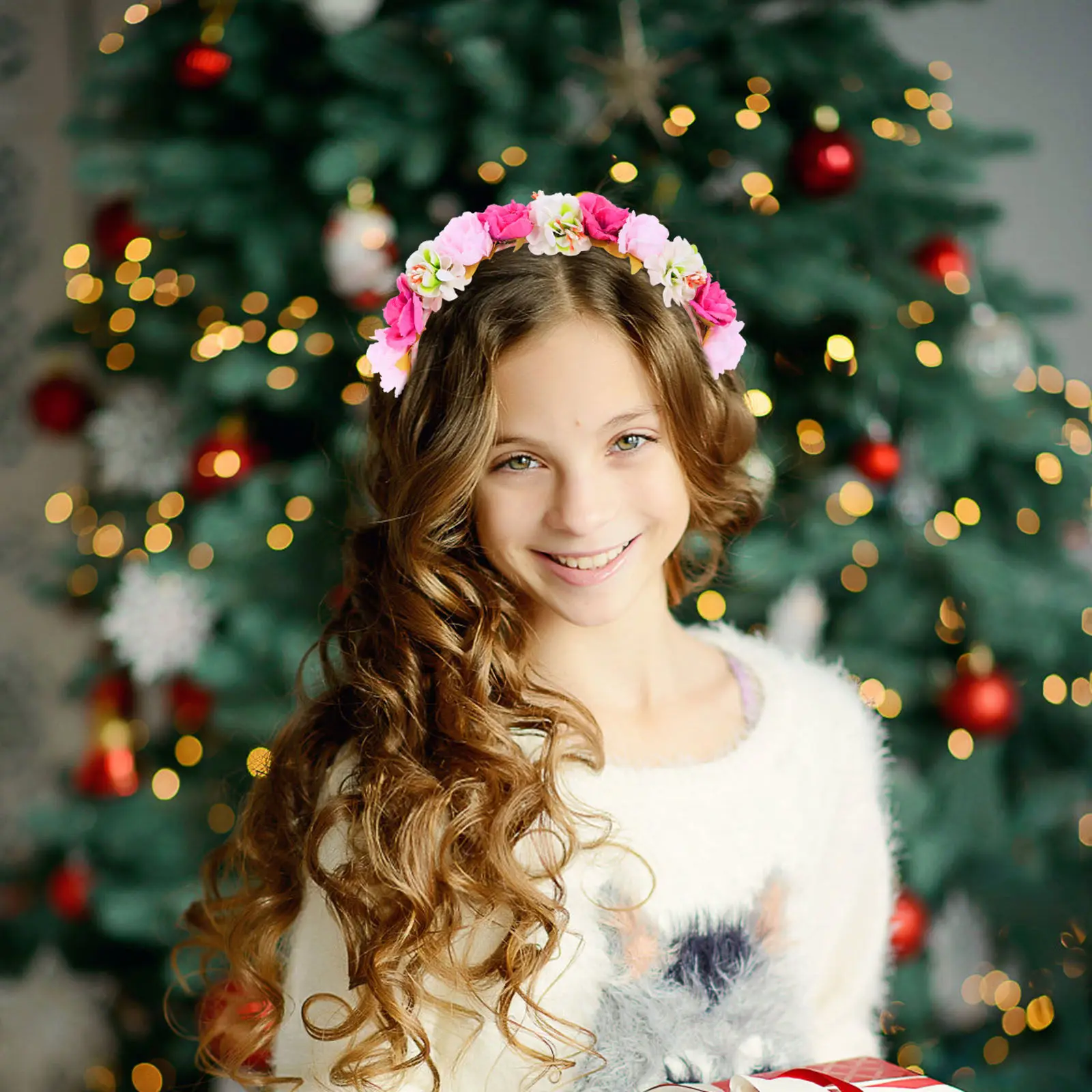 

Flower Headband for Women Romantic Whimsical Floral Hair Wreath Elegant Wedding Party Accessory Feminine Shining Crown