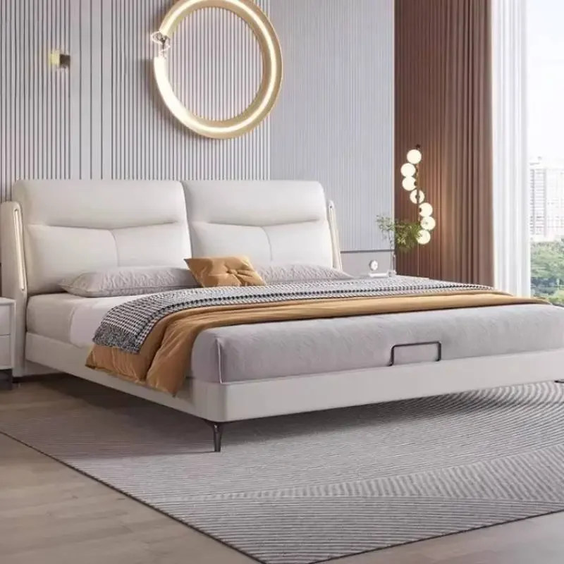 Designs Normal Double Bed Decoration European Storage King Size Double Bed Luxury Circle Cloud Camas De Dormitorio Furniture