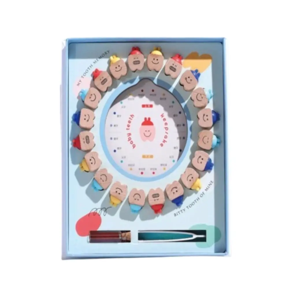 

Деревянная шкатулка для молочных зубов, органайзер для хранения волос, мультяшный дизайн, милый сувенир, футляр для молочных зубов младенца