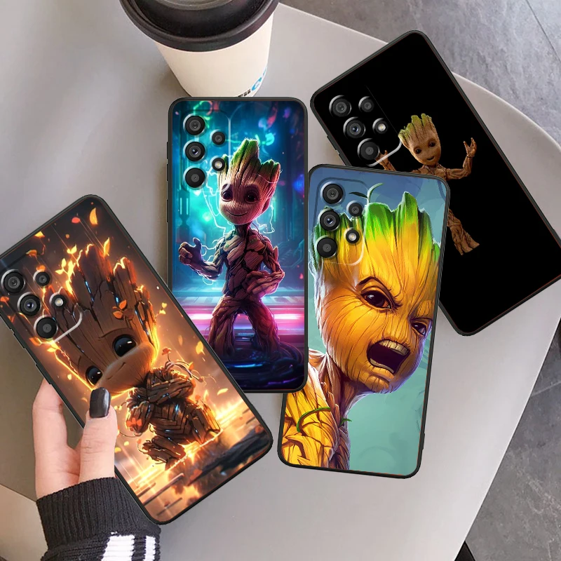 Groot Cool Marvel Popular For Samsung A53 A52 A33 A32 A51 A71 A21S A13 A73 A55 A22 A23 A35 A72 A54 A12 5G Black Soft Phone Case