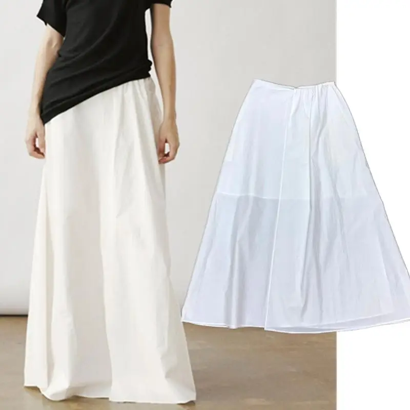 

Dave&di 2026 French Countryside Lazy Minimalist High Waisted Pleated Pure Cotton Large Swing Half Skirt A-line Length Midi Skirt