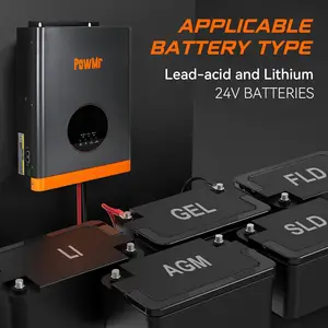 PowMr-Hybrid محول للطاقة الشمسية ، عاكس منخفض التردد ، طاقة قصوى مع MPPT ، شاحن شمسي 60 أمبير ، 24 فولت ، 110 فولت ، 220 فولت ، 9000 واط ، حمولة عالية ، 3 كيلو واط أعلى 10 مبيعات من 50 هرتز إلى 60 هرتز عاكس تردد - No9