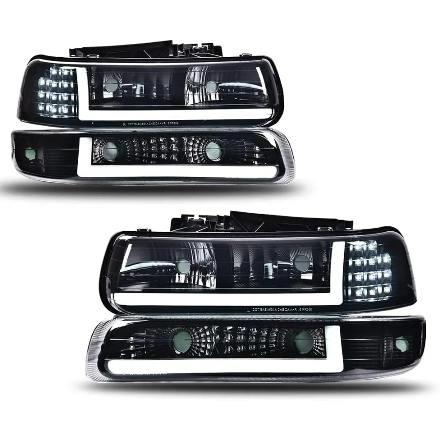 

Светодиодная фара в сборе, совместимая с 99-02 Chevy Silverado 1500 2500/01-02 Silverado 1500HD 2500HD 3500/00-06 Tahoe Suburban