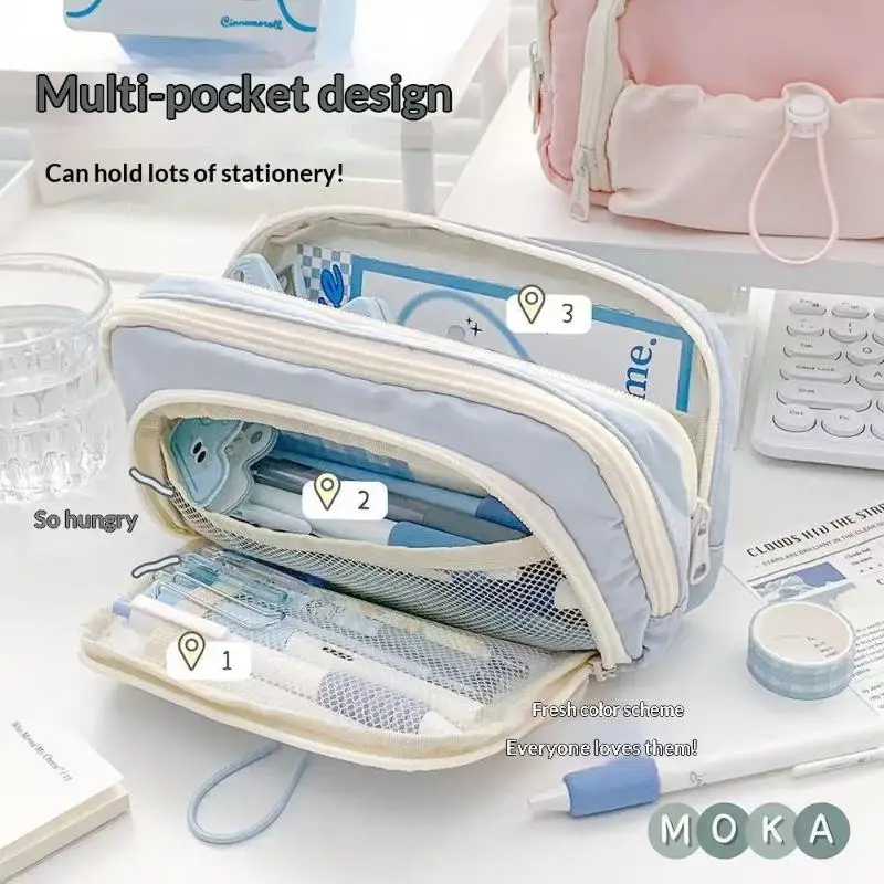 New Kawaii Student Pencil Case Large Capacity Cute Pen Bag Ins Style Stationery Storage Bag School Stationery Supplies