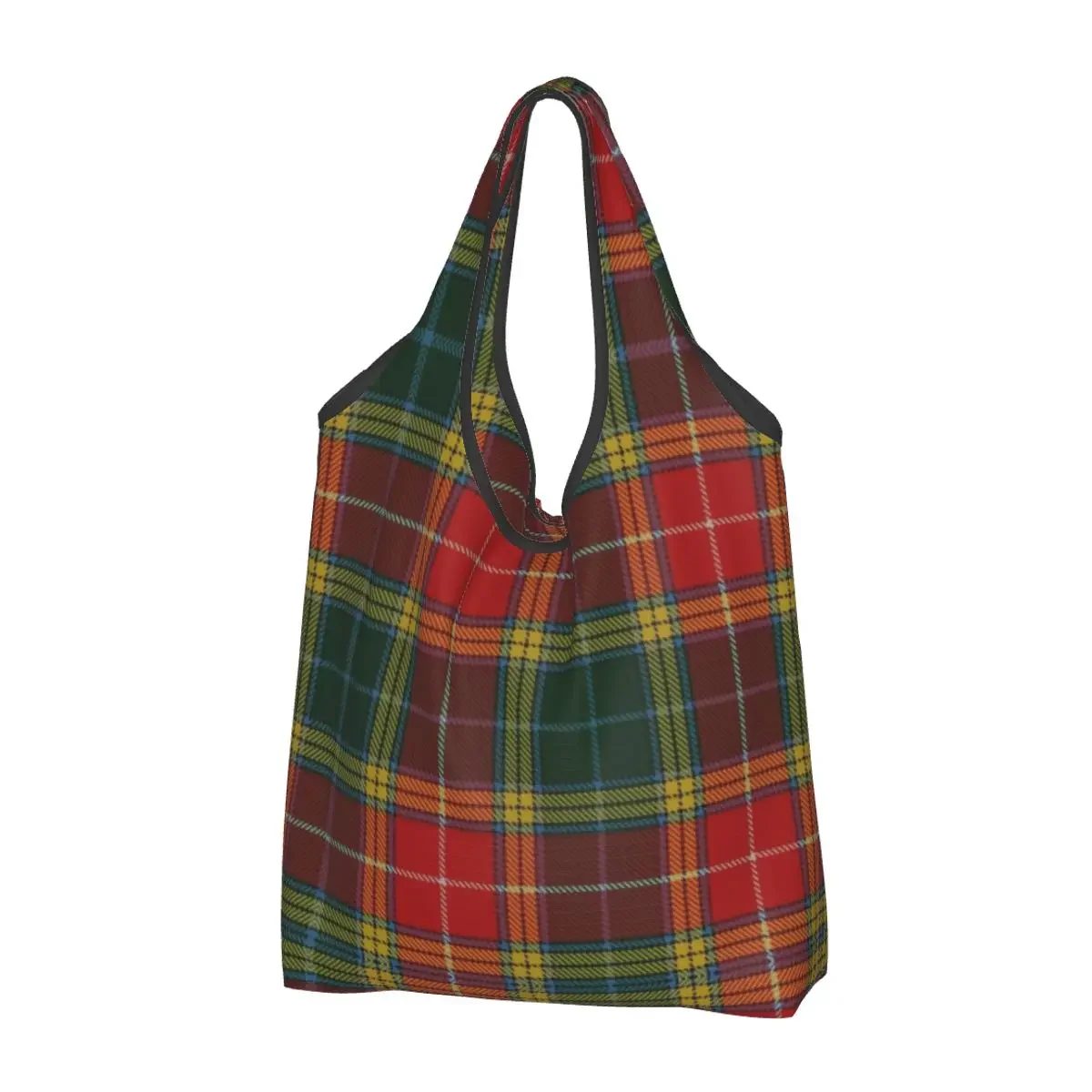 Custom Scottish Clan Tartan Plaid Shopping Bag Women Portable Large Capacity Groceries Shopper Tote Bags