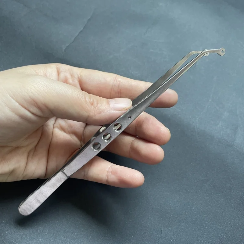 Dental Surgical Stitching Tweezer Cotton Dressing Forcep Slots Surgical Needle Tweezers Operation Serrated Tip