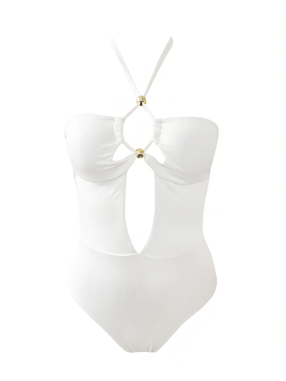 New Trend Simple White Bikini One-Piece Swimsuit High Quality Nylon Fabric Sexy Halter Bikini Beach Swimwear Summer Quick Dry