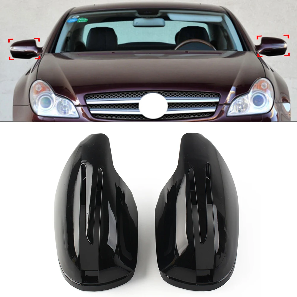 1 Pair Glossy Black Car Rear View Mirror Cover For Mercedes Benz E-Coupe CLS CLC SL SLK Class