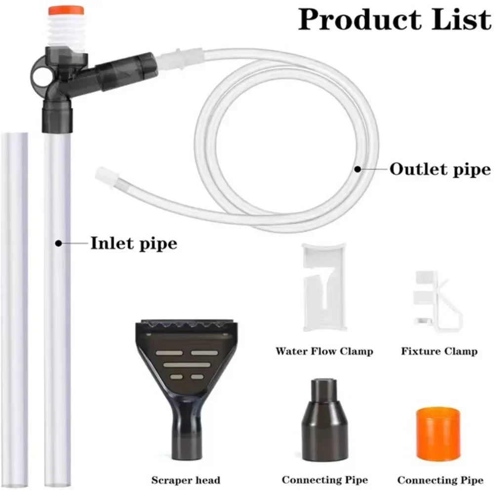 Aquarium Water Change Pump Press-Type Siphon Gravel Cleaning Tools with Glass Scraper Fish Tank Water Flow Regulat Pump