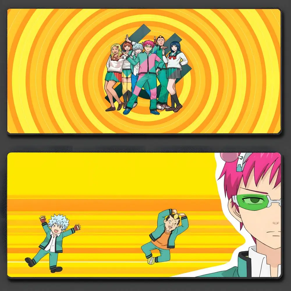 

Saiki аниме коврик для мыши большой противоскользящий резиновый игровой коврик для мыши прочный настольный коврик с толстым краем шва подходит для офиса и игр