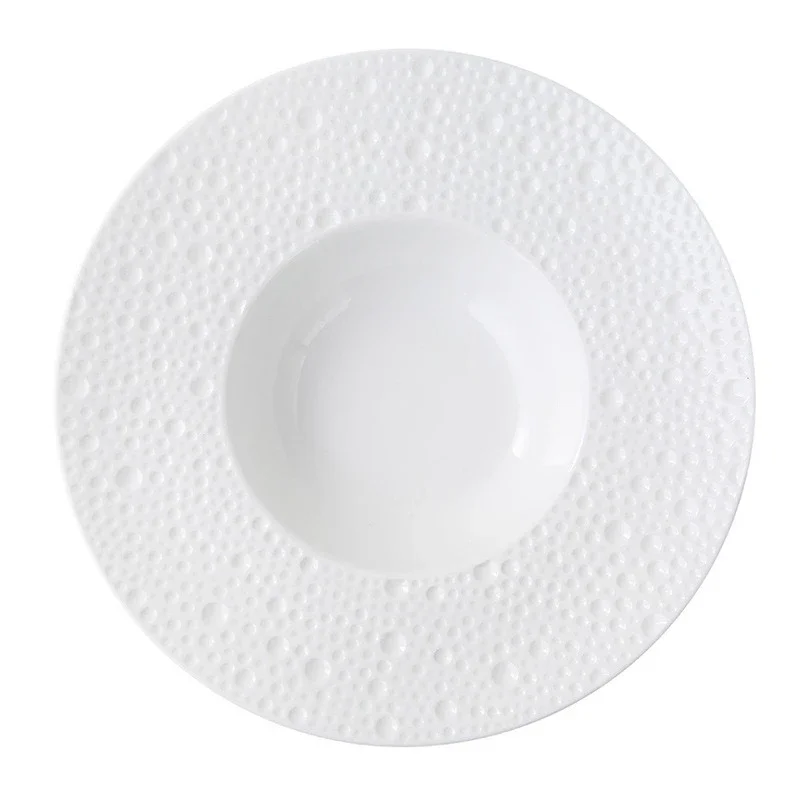 

Simple straw hat household western food plate pasta salad tableware plate premium ceramic solid color creative deep plate