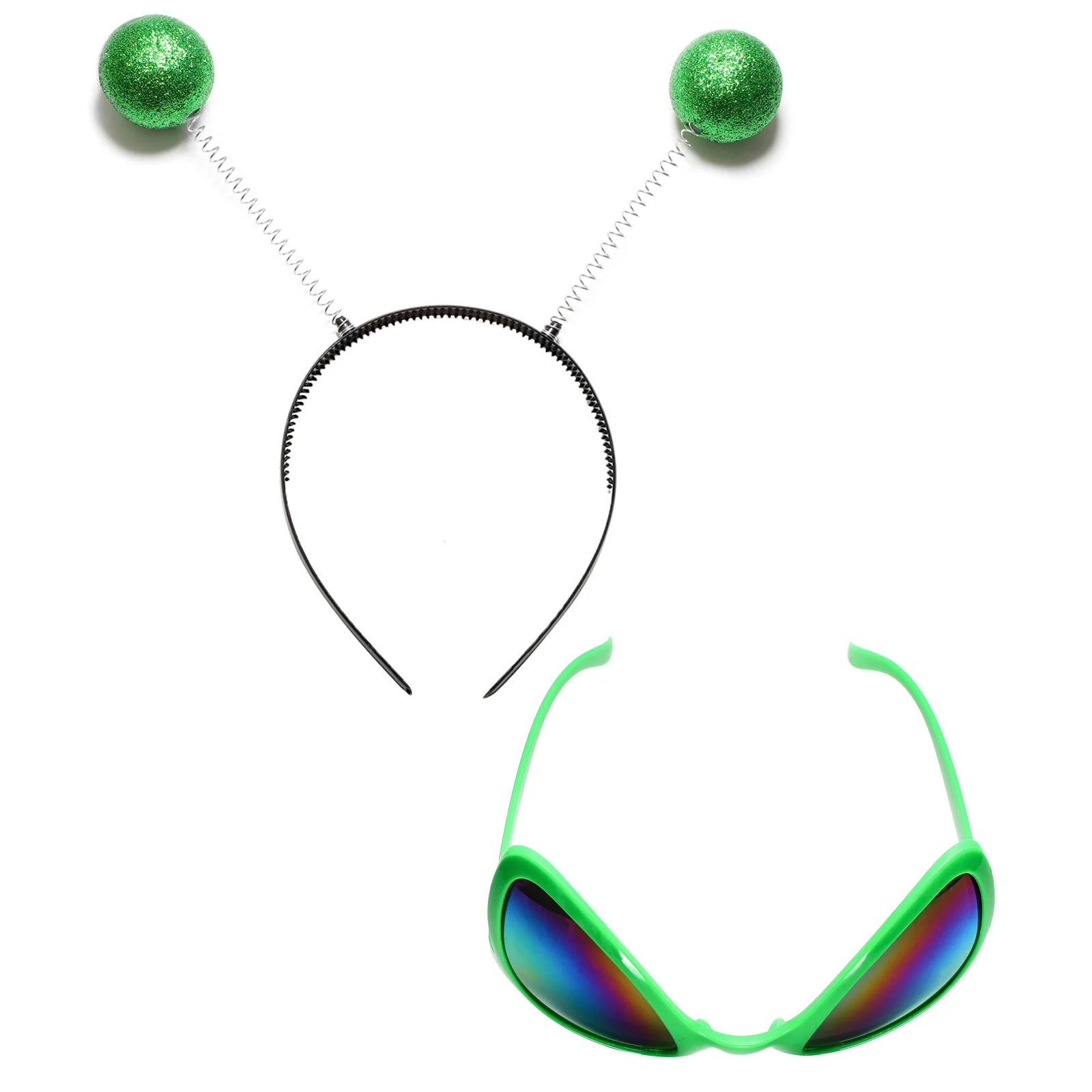 

Rainbow Lenses Martian Hair Hoop Headband New Alien Glasses Funny Theme Party Sunglasses Halloween Adults Kids Cosplay Supplies
