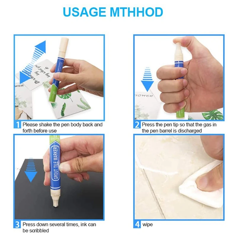 8Pcs Grout Pen Tile Beauty Stitch Pen Waterproof Grout Colorant Stain Remover For Home Sink Ceiling And Floor Tile