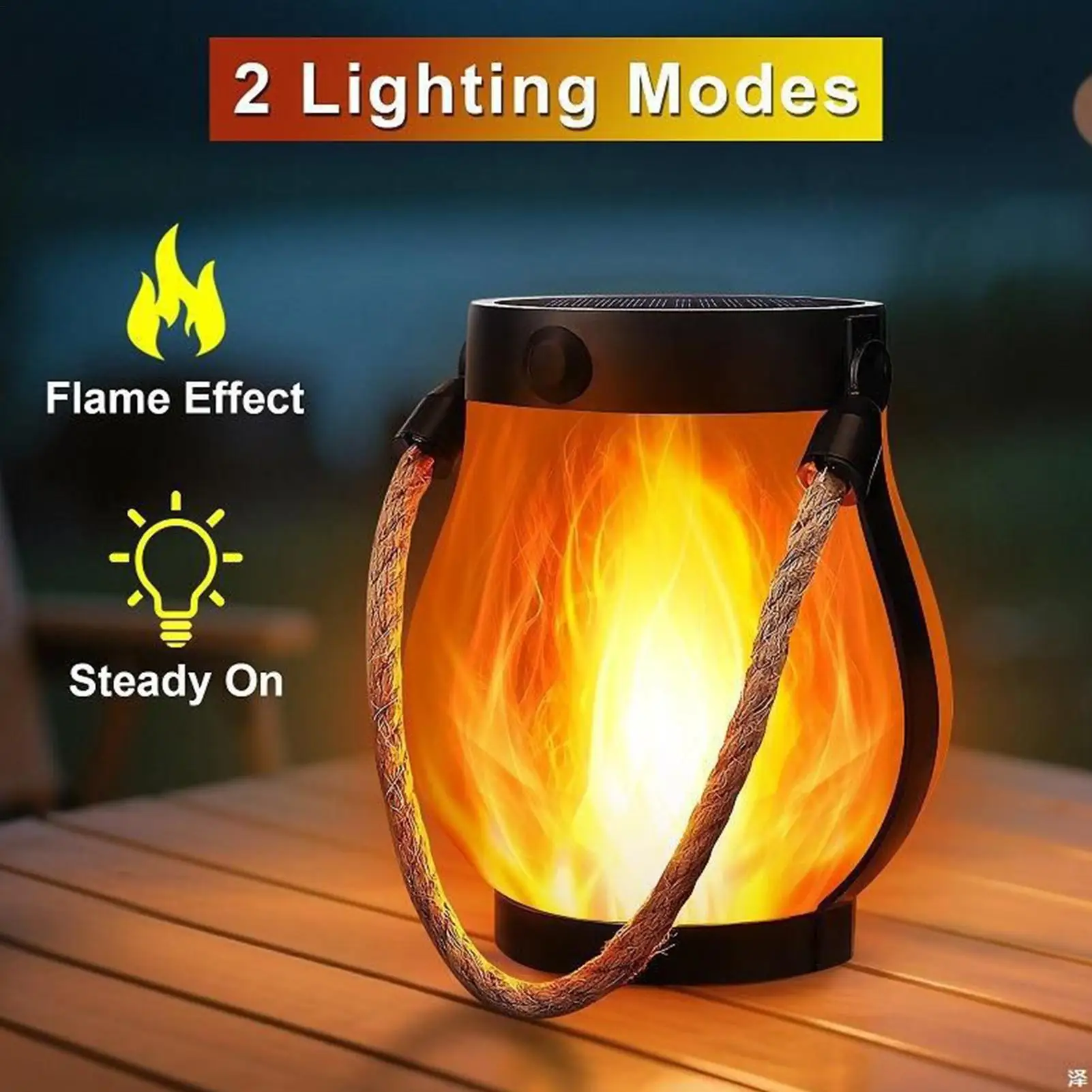 

Dancing Flame Solar Lantern Lights Weatherproof Flickering Outdoor Lights for Yard, Garden, Pathway & Patio Decoration